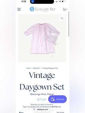 Lullaby Set Pink Baby Daygown and Bonnet Set Newborn